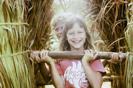 Kim James and her sister Ann in background in Bangladesh